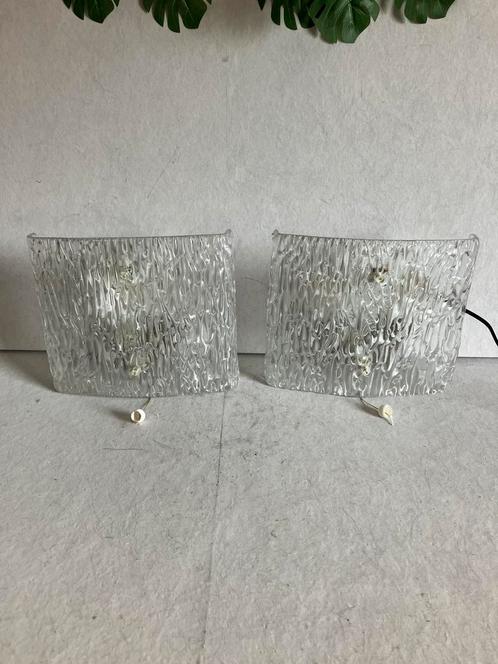 Vintage ijsglas wandlampen set Kalmar Franken Oostenrijk, Huis en Inrichting, Lampen | Losse lampen, Gebruikt, Ophalen of Verzenden