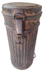 duitse ww2  gasmasker bus met resten camo, Verzamelen, Ophalen of Verzenden