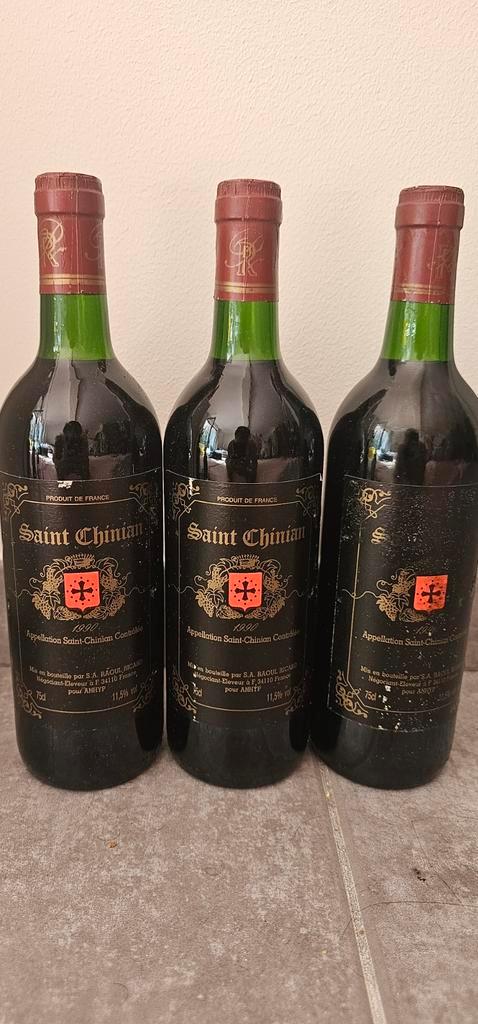 3 vintage flessen Saint Chinian – 1990 – Frankrijk, Verzamelen, Wijnen, Rode wijn, Frankrijk, Ophalen of Verzenden