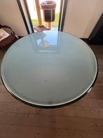 Ronde glazen tafel, Huis en Inrichting, Tafels | Eettafels, Ophalen, Gebruikt