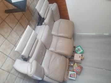 Divan cuir 3 places avec relax, 75 à 100 cm, 200 à 250 cm, Banc droit, Enlèvement