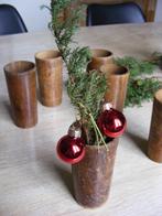 6 Oude sier-bekers - vaasjes in hout, Antiek en Kunst, Ophalen of Verzenden