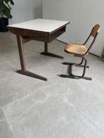 Oud charmant schoolbankje met stoeltje, Antiek en Kunst, Ophalen