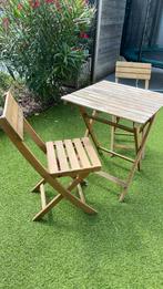 Tafeltje en twee stoelen, Tuin en Terras, Ophalen, Gebruikt, Vierkant, Inklapbaar