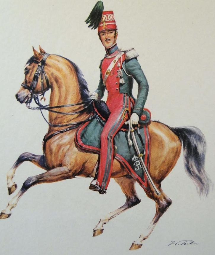 ets * Napels - officier te paard  - Guardia d'Onore, Antiek en Kunst, Kunst | Etsen en Gravures, Ophalen of Verzenden