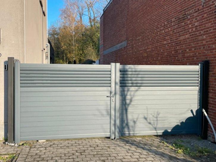 Dubbele poort in Aluminium, Tuin en Terras, Tuinpoorten, Zo goed als nieuw, Draaipoort, Aluminium, 150 tot 200 cm, 200 cm of meer