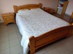 lit double en bois & tables de chevet, Ophalen, Gebruikt, Tweepersoons, 140 cm
