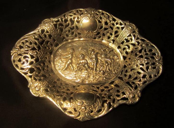 Antiek zilver schaaltje met engeltjes, cupido's, putti, Antiek en Kunst, Antiek | Zilver en Goud, Zilver, Verzenden