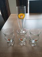 3 La Chouffe glazen (7cl) en 1 glas Houblon Chouffe  (30 cl), Verzamelen, Ophalen of Verzenden, Zo goed als nieuw, Glas of Glazen