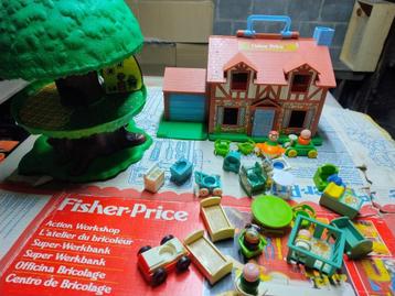 Fisher Price Vintage bruin huisje met boompje en gerief bij beschikbaar voor biedingen