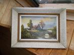 Schilderij op doek in witte kader, Antiek en Kunst, Ophalen of Verzenden