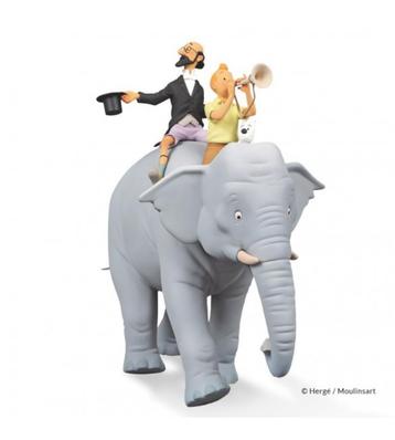 Tintin, Milou et Philémon sur l'éléphant "Sur la piste de ki, Enlèvement ou Envoi, Utilisé