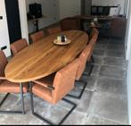 Ovaal eiken tafel met stoelen, Huis en Inrichting, Tafels | Eettafels, Ophalen, Zo goed als nieuw, Ovaal