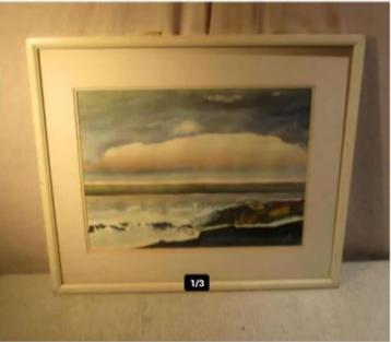 Aquarelle magnifiquement peinte « Mer et rochers » - signée, Enlèvement ou Envoi