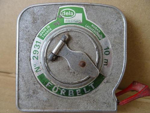 Vintage rolmaat vintage metalen rolmaat Dela No 2931 20meter, Antiek en Kunst, Antiek | Gereedschap en Instrumenten, Ophalen of Verzenden