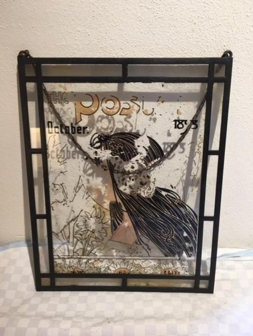 Geschilderd glas in alu frame “The Poster October 1898”, Huis en Inrichting, Woonaccessoires | Wanddecoraties, Gebruikt, Ophalen
