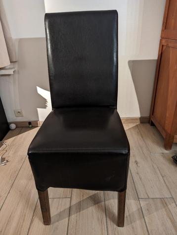chaises 6 pièces - marron - cuir