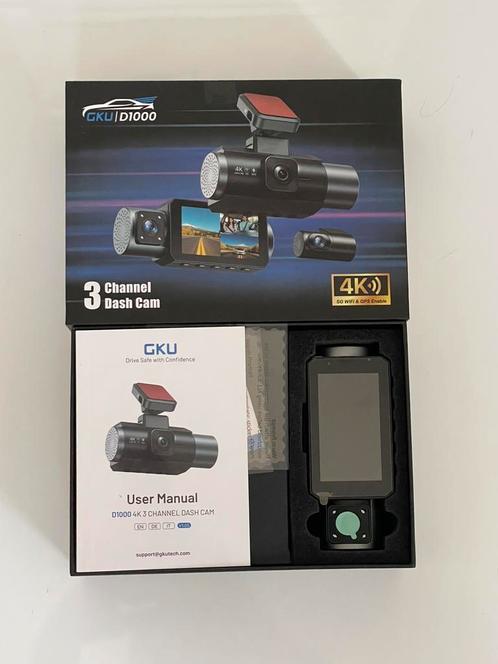 3-kanaals 4K  aan de voor- en achterzijde met GPS, GKU D1000, Auto diversen, Carkits, Zo goed als nieuw, Ophalen
