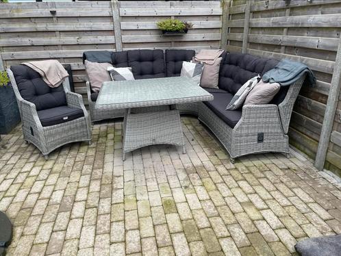 Loungeset + Opbergbox Kussens, Tuin en Terras, Tuinsets en Loungesets, Gebruikt, Loungeset, Rotan, 6 zitplaatsen, Bank, Eettafel