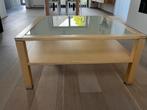 Hulsta Houten salontafel, Huis en Inrichting, Ophalen, 100 tot 150 cm, Glas, Vierkant