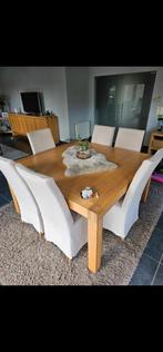 Doe bod aub..Volhouten tafel 1,4m x1,40m , incl stoelen., Huis en Inrichting, Ophalen, Gebruikt