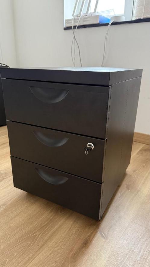 Caisson IKEA ERIK – 3 tiroirs métal noir avec serrure, Huis en Inrichting, Kasten | Ladekasten, Zo goed als nieuw, Minder dan 100 cm