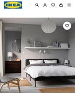 Bed Slattum IKEA te koop, Maison & Meubles, 160 cm, Comme neuf, Deux personnes, Noir