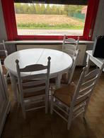 Witte ronde tafel + 4 stoelen, Huis en Inrichting, Tafels | Eettafels, Ophalen