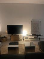 Houten kist en glazen TV meubel, Huis en Inrichting, Ophalen, Zo goed als nieuw