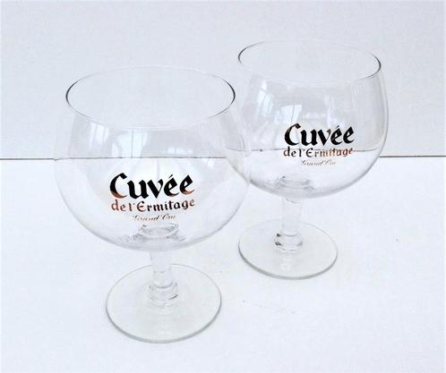 2 abdijbierglazen Cuvée de l'Hermitage Doré 33cl, Verzamelen, Glas en Drinkglazen, Zo goed als nieuw, Bierglas, Ophalen of Verzenden