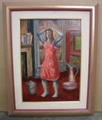 Jos Wils, dame in interieur, Antiek en Kunst, Kunst | Schilderijen | Klassiek, Ophalen of Verzenden