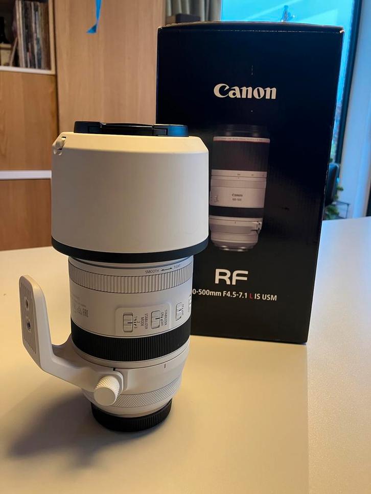 Canon RF 100-500mm f/4.5-7.1L IS USM, Audio, Tv en Foto, Foto | Lenzen en Objectieven, Zo goed als nieuw, Ophalen