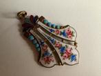 Pendentif fleur de lis antique émail sur cuivre, Enlèvement ou Envoi, Autres couleurs, Comme neuf, Croix ou Symbole