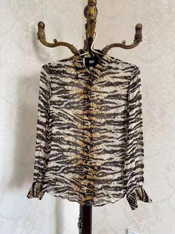 D&G authentiek luxueus luipaardpatroon zijden blouse