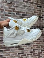 Air Jordan 4 Retro “Metallic Gold”, Wit, Ophalen of Verzenden, Zo goed als nieuw, Sneakers
