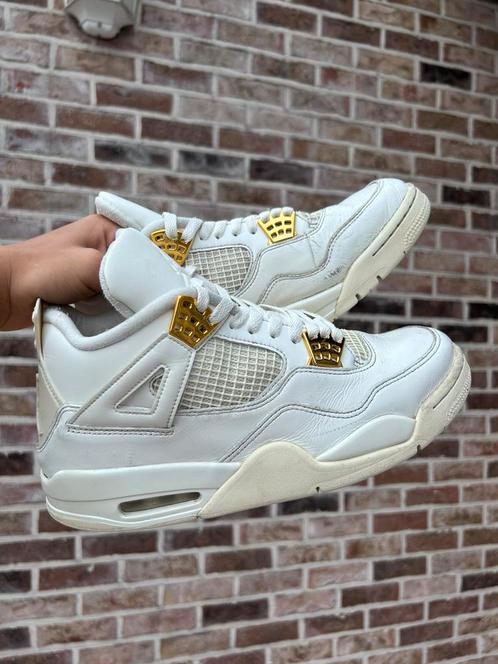 Air Jordan 4 Retro “Metallic Gold”, Kleding | Heren, Schoenen, Zo goed als nieuw, Sneakers, Wit, Ophalen of Verzenden