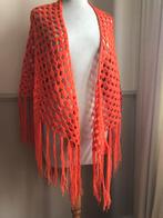 Retro vintage sjaal cape poncho oranje haakwerk, Ophalen of Verzenden
