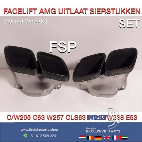 FACELIFT 63 AMG SIERSTUKKEN SET ZWART C63 E63 GLC63 GLE63 G6, Auto-onderdelen, Uitlaatsystemen, Mercedes-Benz, Gebruikt, Ophalen of Verzenden