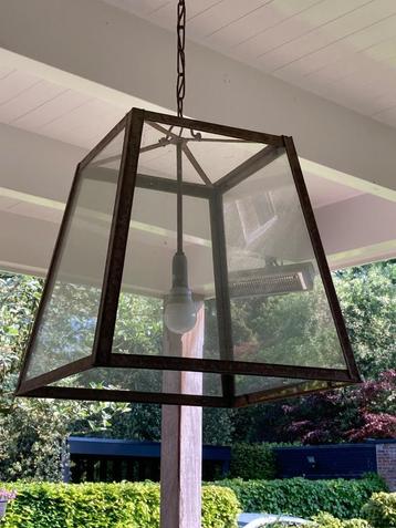 Vintage lantaarn lamp met glas beschikbaar voor biedingen