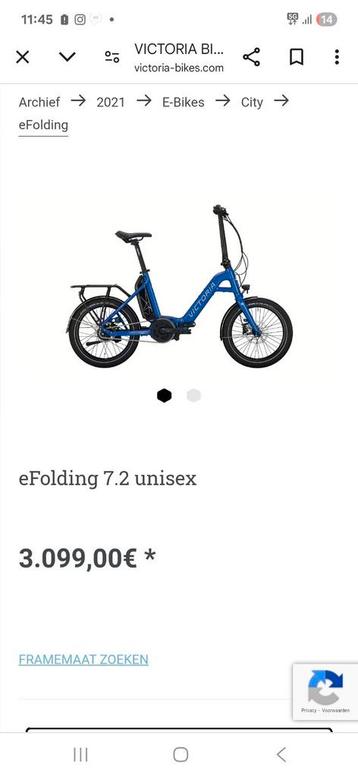 Plooifiets victoria e-folding 7.2 te koop beschikbaar voor biedingen