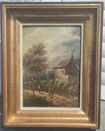 Huile sur panneau scène animee beschikbaar voor biedingen