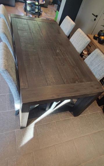 Table à manger avec 6 chaises, 150 à 200 cm, Cinq personnes ou plus, Bois, Carré