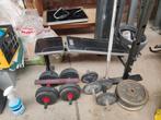Bank en gewichten samen te koop, Sport en Fitness, Fitnessmaterialen, Ophalen, Gebruikt
