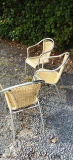 3 rieten tuinstoelen met aluminium frame 120€ nieuw waarde, Ophalen of Verzenden, Zo goed als nieuw, Aluminium