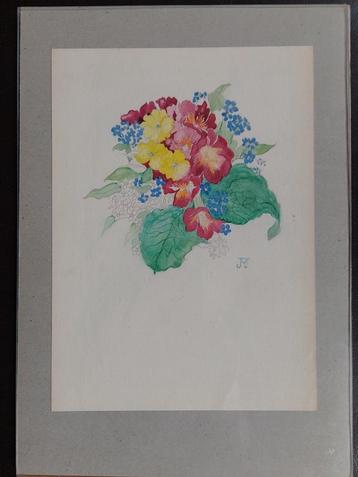 Jan Voerman Jr   1890 - 1976   Bloemstudie Aquarel beschikbaar voor biedingen