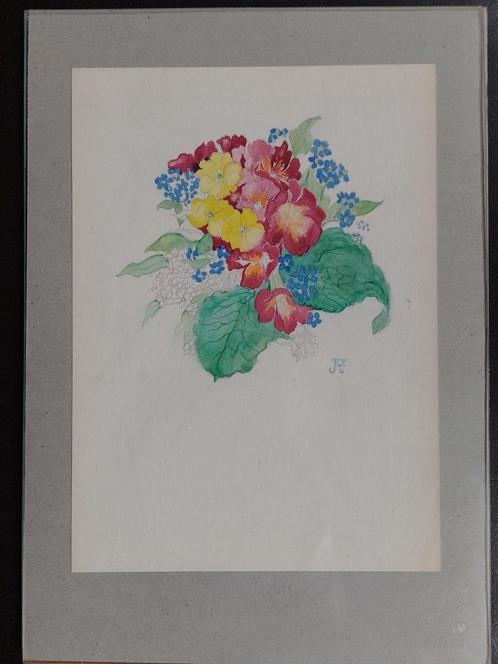 Jan Voerman Jr   1890 - 1976   Bloemstudie Aquarel, Antiek en Kunst, Kunst | Schilderijen | Klassiek, Verzenden