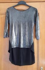 Losvallende, glans/glitter blouse - zwart/zilver - maat M, Verzenden, Zo goed als nieuw, Maat 38/40 (M), Zwart