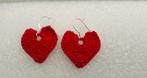 Gehaakte oorbellen: Bloempjes of hartjes, Enlèvement ou Envoi, Neuf, Rouge, Pendantes