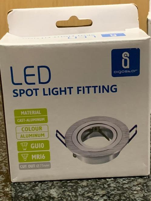 2 x Geborsteld alu. spot armatuur | Enkel | Rond, Huis en Inrichting, Lampen | Spots, Nieuw, Plafondspot of Wandspot, Metaal of Aluminium