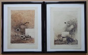 JAN VAN LYSEBETTEN / LOT 2 STUKS / KLEURETS / 32x26cm / KAD